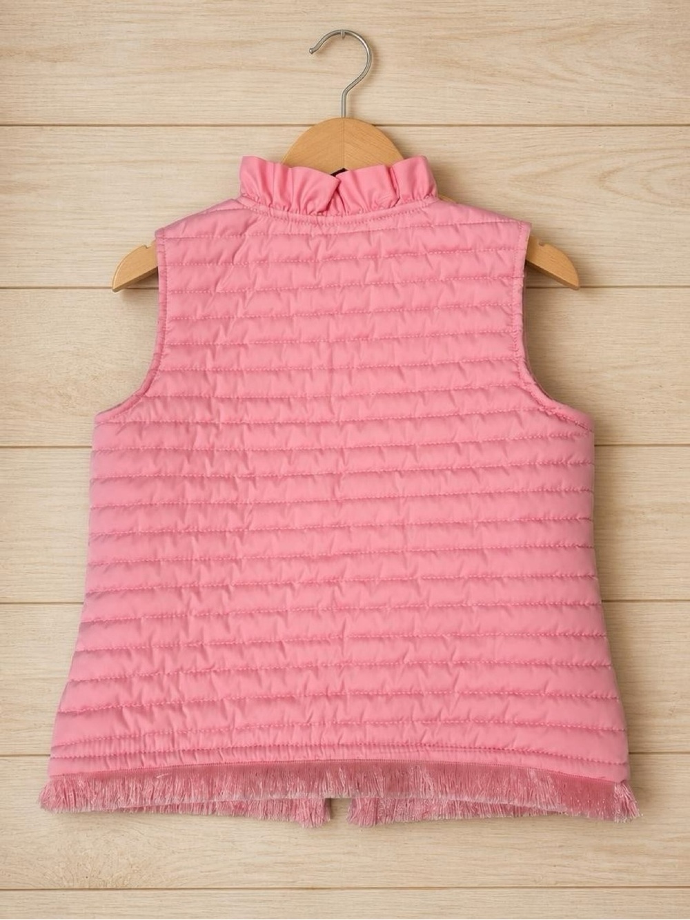 Lilly Pulitzer Girls Pink Quilted Vest Floral Size M 6-7 Fringe - Picture 4 of 4